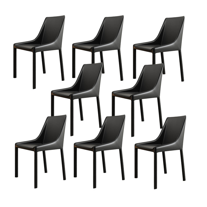 Contemporary Metal Dining Room Chair Arm Leather Side Chair for Dining Room