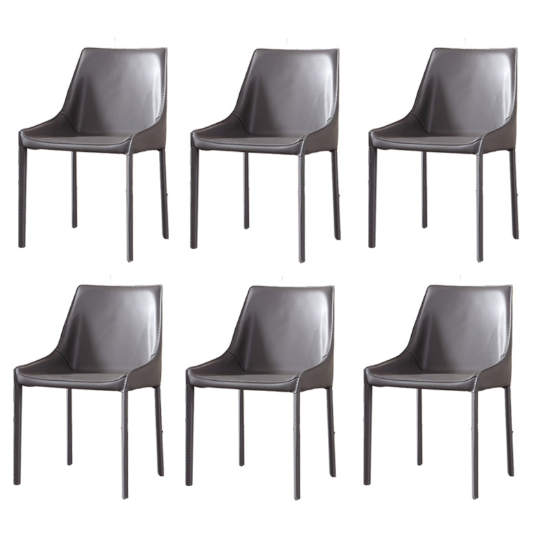 Contemporary Metal Dining Room Chair Arm Leather Side Chair for Dining Room