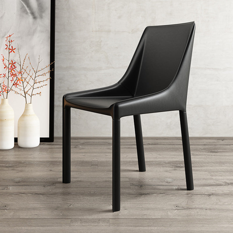 Contemporary Metal Dining Room Chair Arm Leather Side Chair for Dining Room