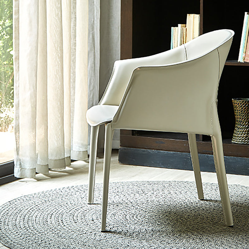 Modern Style Metal Dining Chairs Leather Arm Dining Room Chairs for Home Use