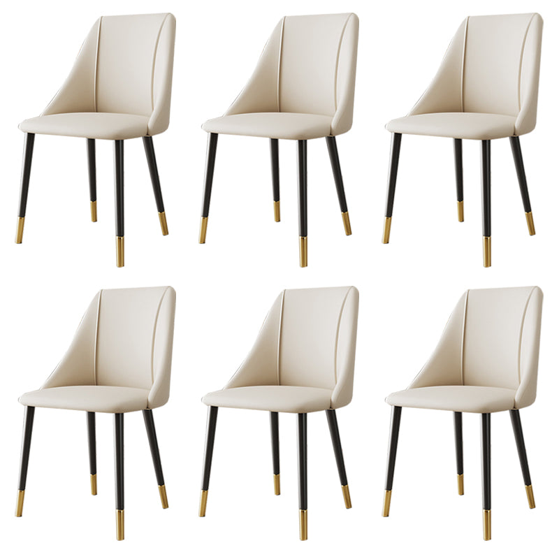 Luxurious Upholstered Armless Chair Leather Chair with Metal Base for Dining Room