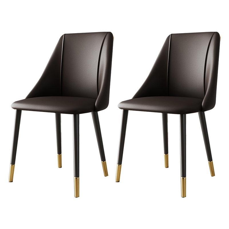 Luxurious Upholstered Armless Chair Leather Chair with Metal Base for Dining Room