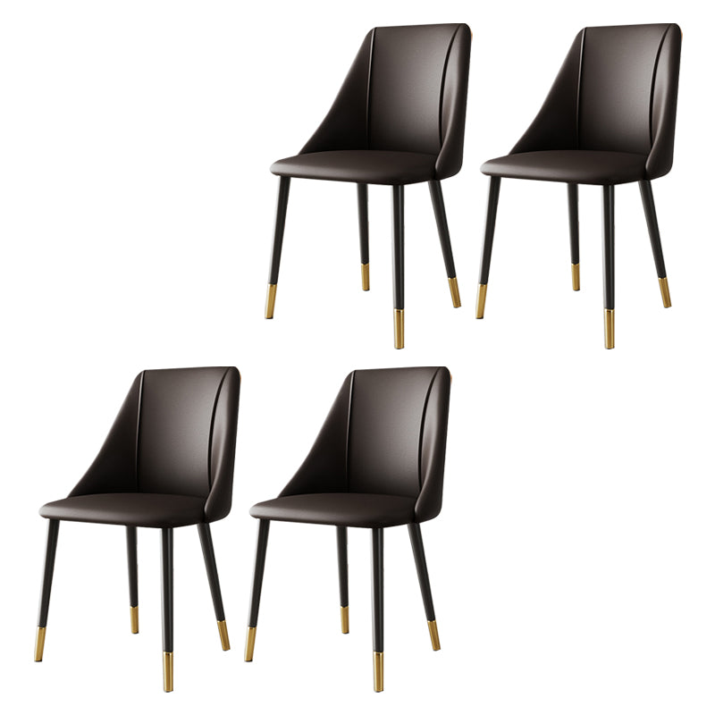 Luxurious Upholstered Armless Chair Leather Chair with Metal Base for Dining Room