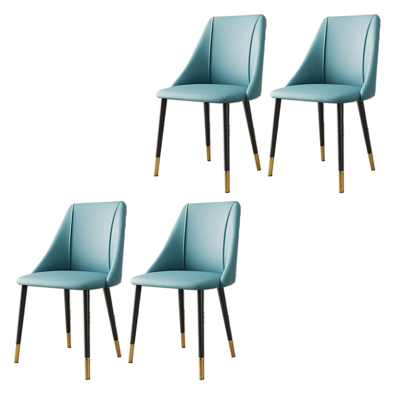 Luxurious Upholstered Armless Chair Leather Chair with Metal Base for Dining Room