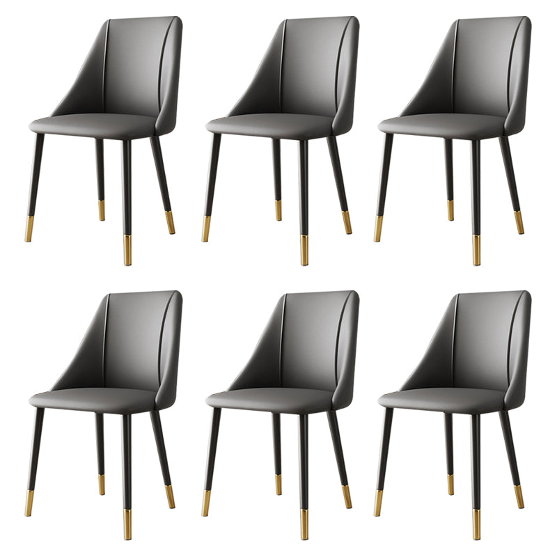 Luxurious Upholstered Armless Chair Leather Chair with Metal Base for Dining Room