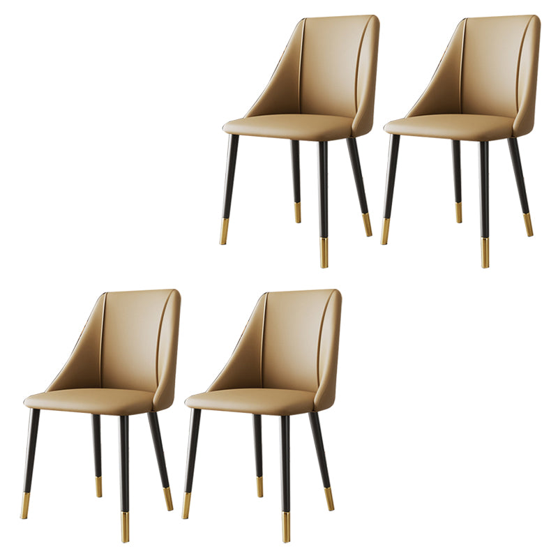 Luxurious Upholstered Armless Chair Leather Chair with Metal Base for Dining Room