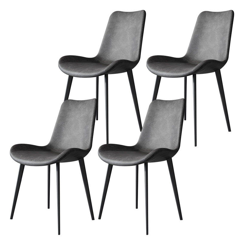 Modern Leather Armless Dining Chairs Metal Dining Chair for Home Use
