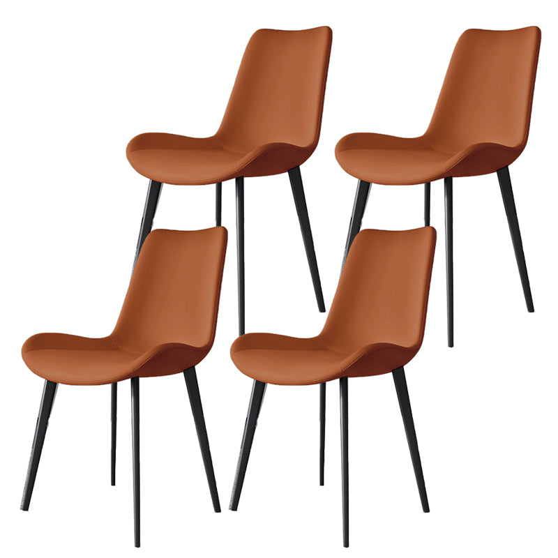 Modern Leather Armless Dining Chairs Metal Dining Chair for Home Use