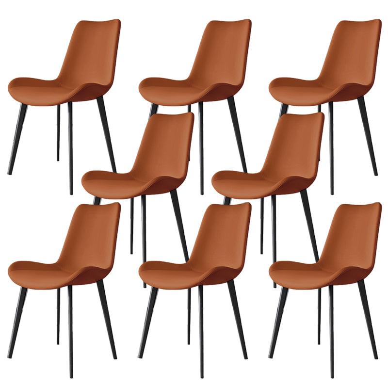 Modern Leather Armless Dining Chairs Metal Dining Chair for Home Use