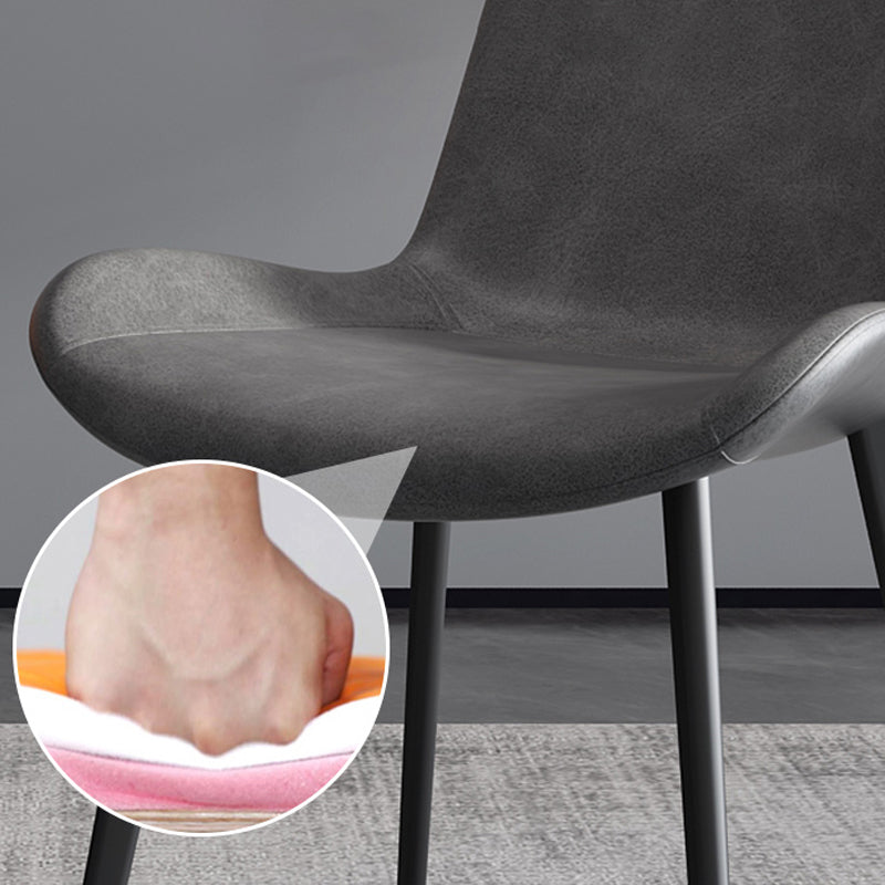 Modern Leather Armless Dining Chairs Metal Dining Chair for Home Use