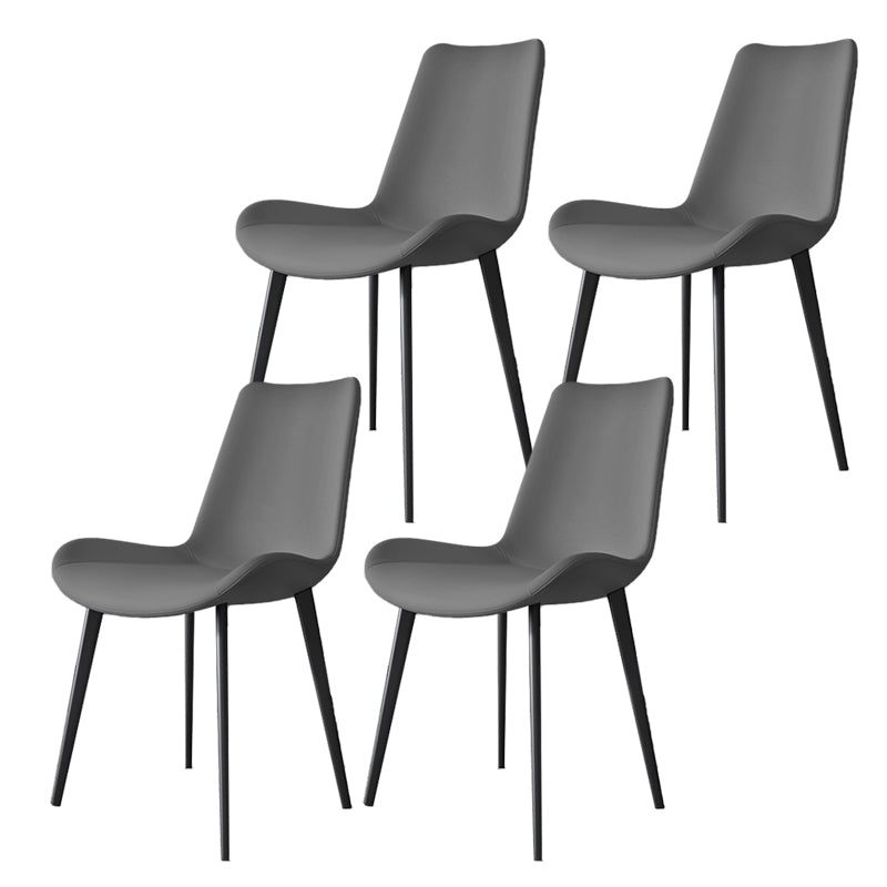 Modern Leather Armless Dining Chairs Metal Dining Chair for Home Use