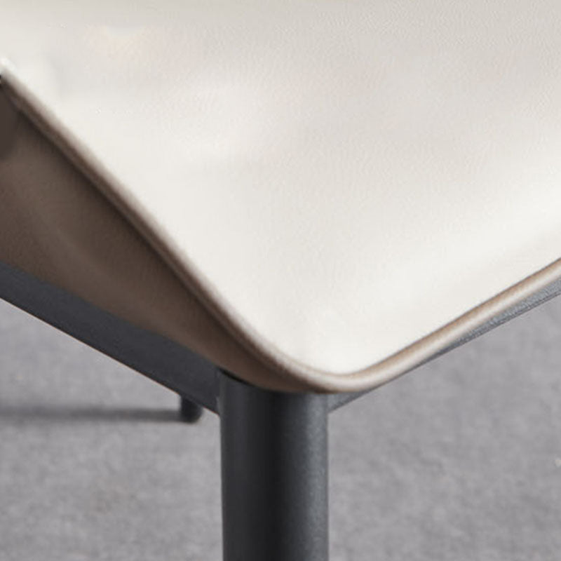 Contemporary Metal Dining Room Chair Arm Faux Leather Side Chair