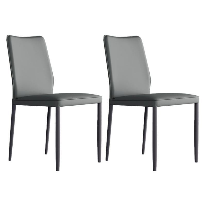 Designer Style Armless Chair Leather Parsons Back Side Chair for Restaurant