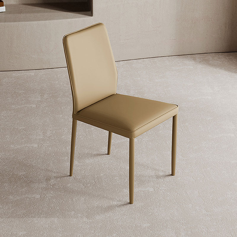 Designer Style Armless Chair Leather Parsons Back Side Chair for Restaurant