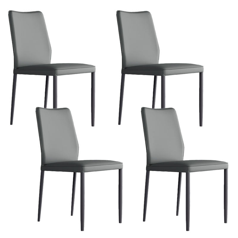 Designer Style Armless Chair Leather Parsons Back Side Chair for Restaurant