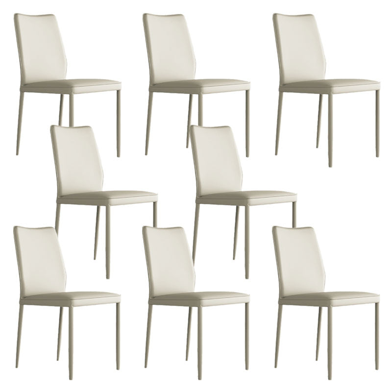 Designer Style Armless Chair Leather Parsons Back Side Chair for Restaurant