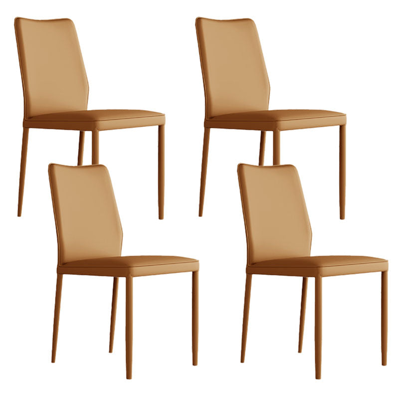 Designer Style Armless Chair Leather Parsons Back Side Chair for Restaurant