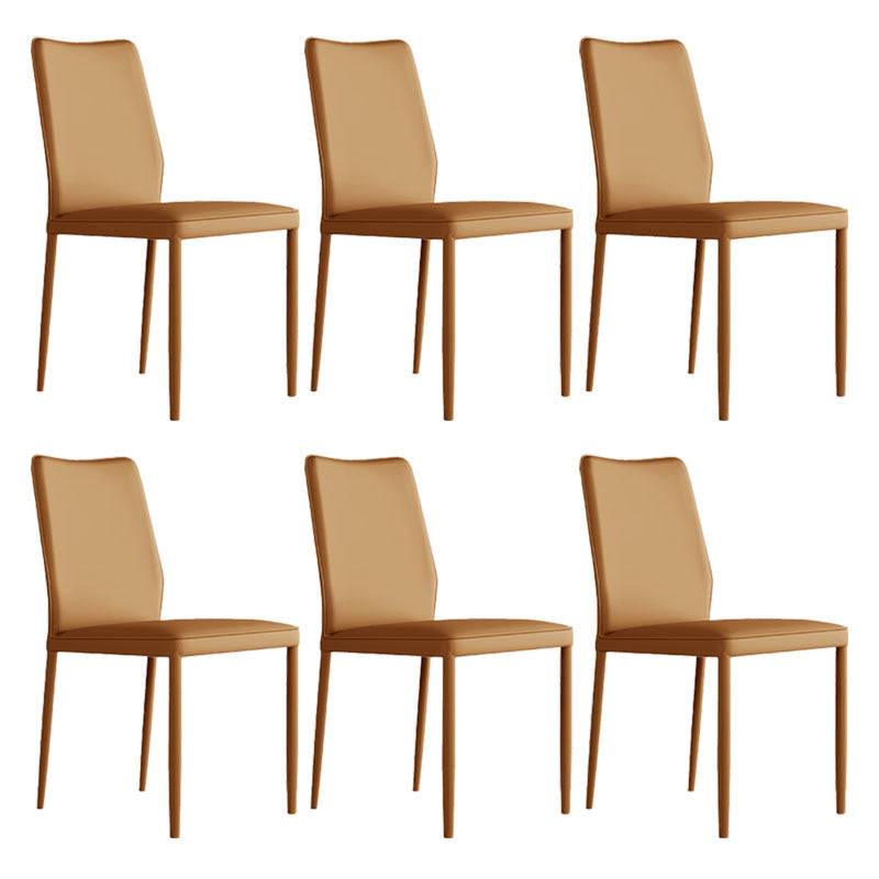 Designer Style Armless Chair Leather Parsons Back Side Chair for Restaurant