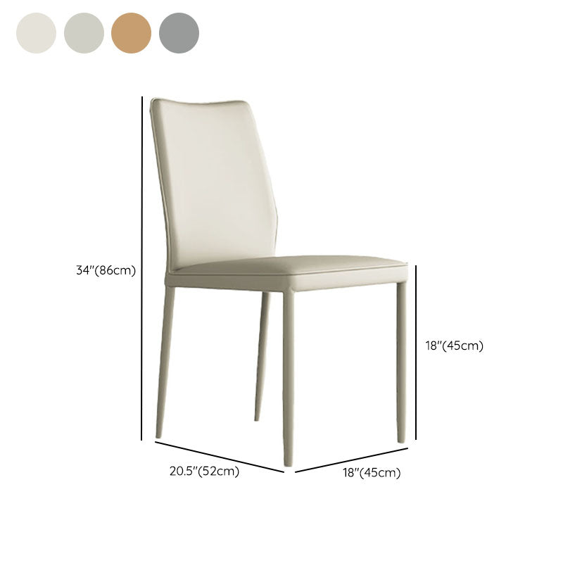 Designer Style Armless Chair Leather Parsons Back Side Chair for Restaurant