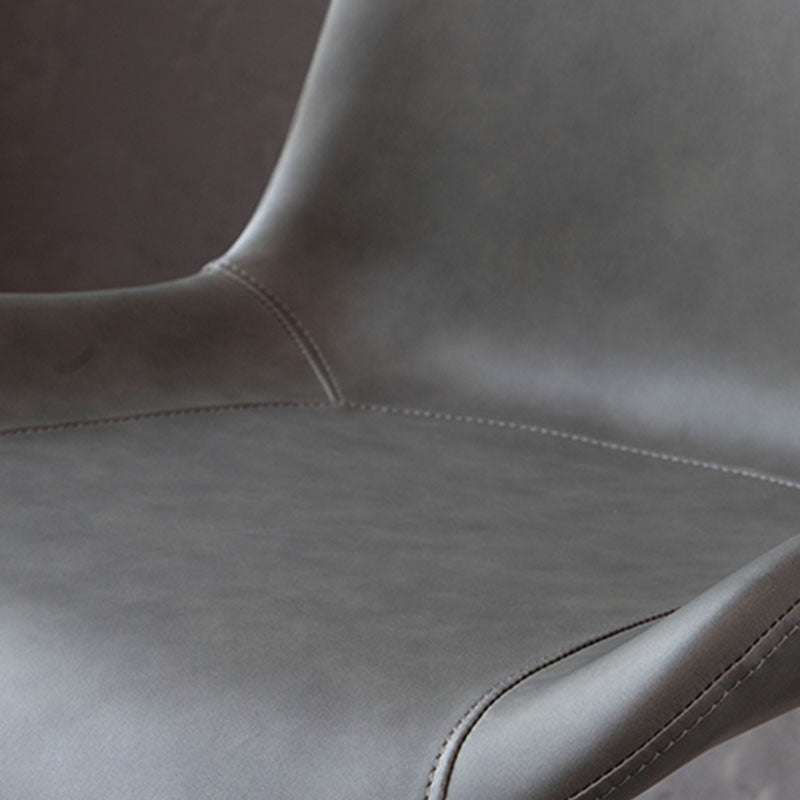 Contemporary Metal Dining Room Chair Armless Faux Leather Side Chair