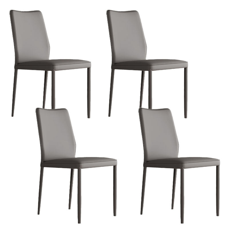 Designer Style Armless Chair Leather Parsons Back Chair for Restaurant
