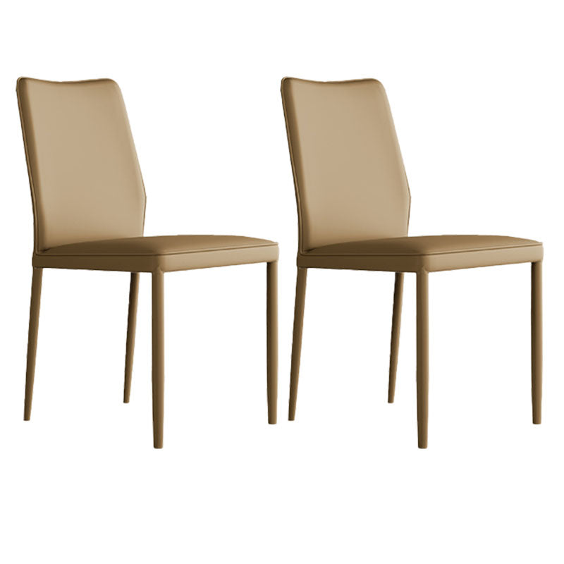 Designer Style Armless Chair Leather Parsons Back Chair for Restaurant