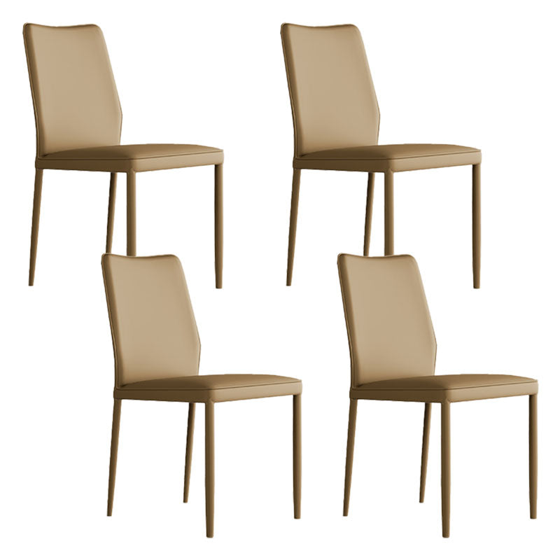 Designer Style Armless Chair Leather Parsons Back Chair for Restaurant