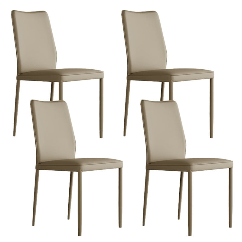 Designer Style Armless Chair Leather Parsons Back Chair for Restaurant