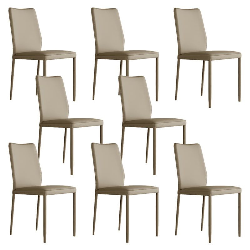 Designer Style Armless Chair Leather Parsons Back Chair for Restaurant