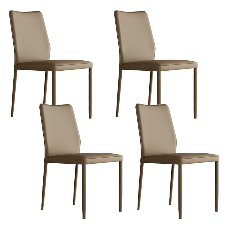 Designer Style Armless Chair Leather Parsons Back Chair for Restaurant