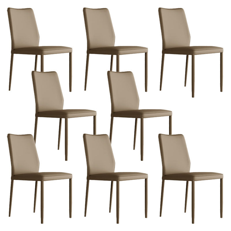 Designer Style Armless Chair Leather Parsons Back Chair for Restaurant