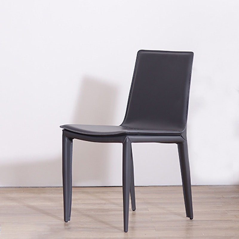 Contemporary Metal Dining Room Chair Armless Leather Dining Chair for Home Use