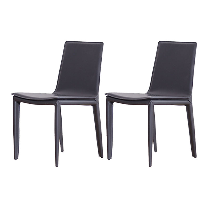 Contemporary Metal Dining Room Chair Armless Leather Dining Chair for Home Use