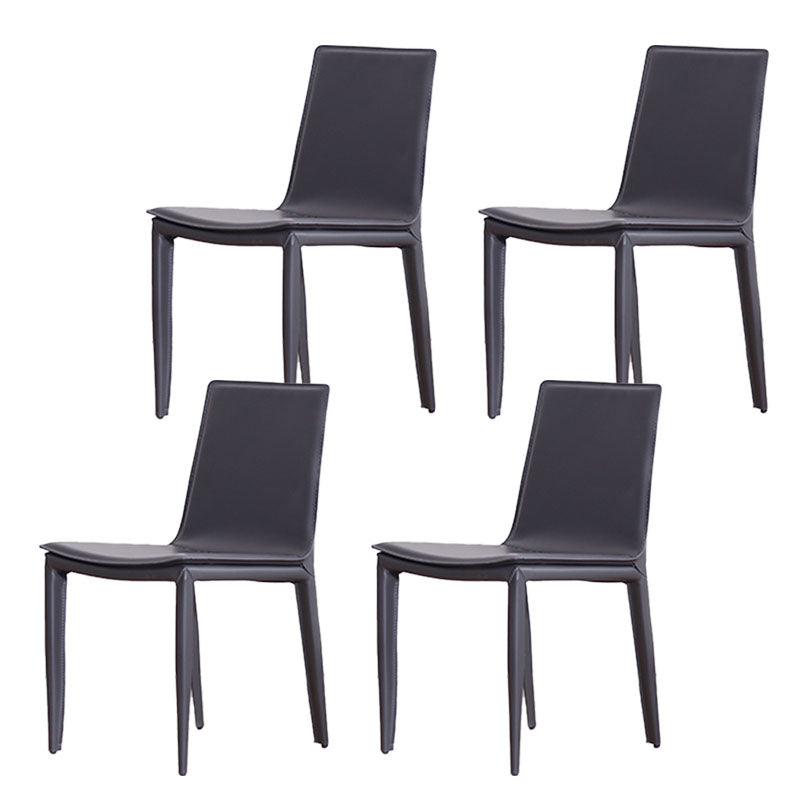 Contemporary Metal Dining Room Chair Armless Leather Dining Chair for Home Use