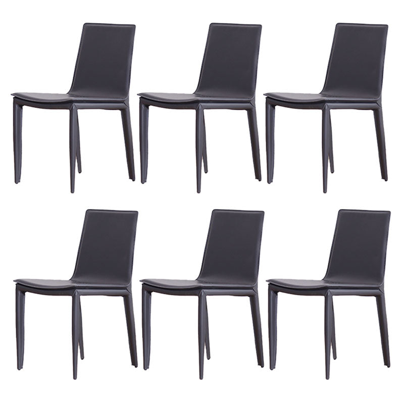 Contemporary Metal Dining Room Chair Armless Leather Dining Chair for Home Use