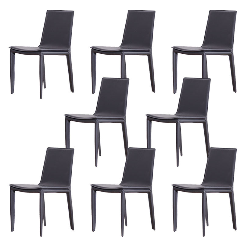 Contemporary Metal Dining Room Chair Armless Leather Dining Chair for Home Use