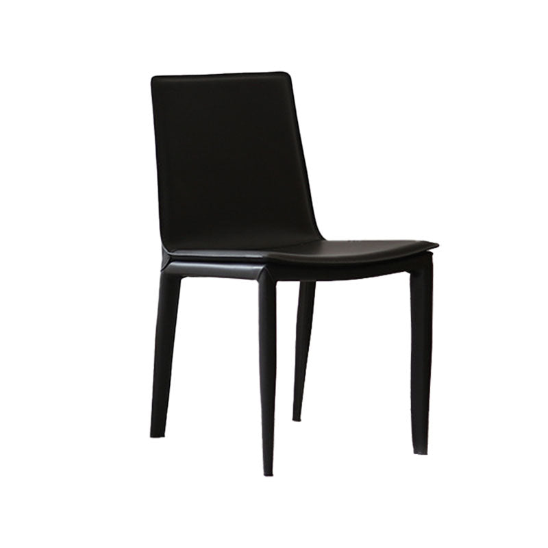 Contemporary Metal Dining Room Chair Armless Leather Dining Chair for Home Use