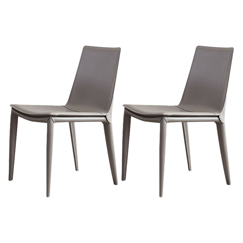 Contemporary Metal Dining Room Chair Armless Leather Dining Chair for Home Use