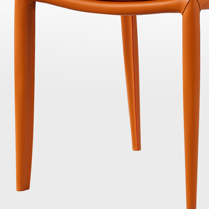 Contemporary Metal Dining Room Chair Armless Leather Dining Chair for Home Use