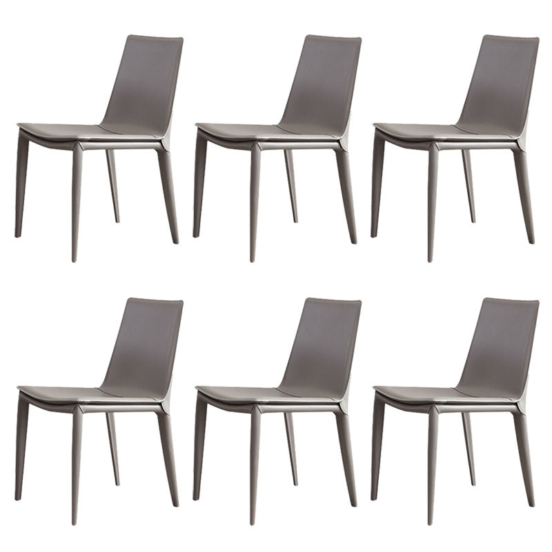 Contemporary Metal Dining Room Chair Armless Leather Dining Chair for Home Use