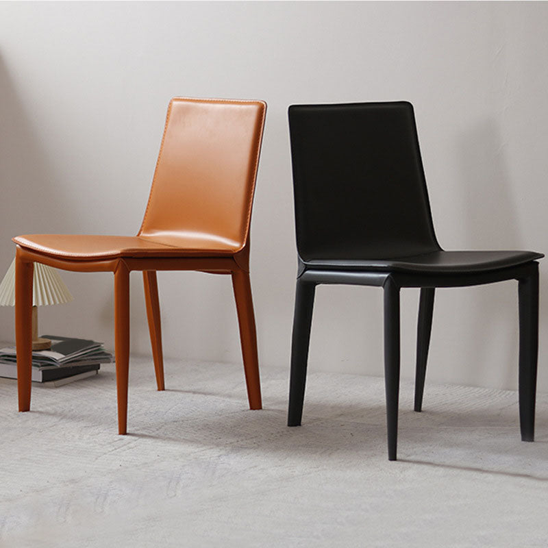 Contemporary Metal Dining Room Chair Armless Leather Dining Chair for Home Use