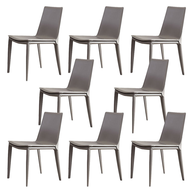 Contemporary Metal Dining Room Chair Armless Leather Dining Chair for Home Use