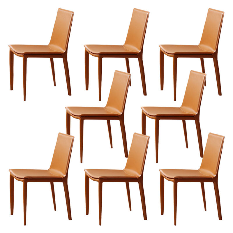 Contemporary Metal Dining Room Chair Armless Leather Dining Chair for Home Use