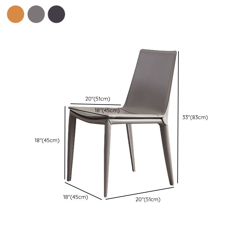 Contemporary Metal Dining Room Chair Armless Leather Dining Chair for Home Use