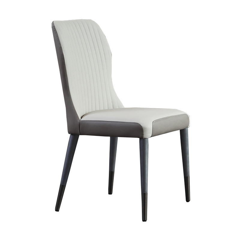 Contemporary Style Armless Chair Leather Parsons Chair with Wooden Base for Dining Room