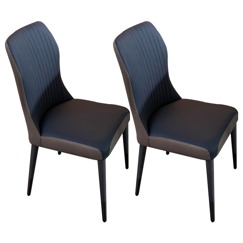 Contemporary Style Armless Chair Leather Parsons Chair with Wooden Base for Dining Room