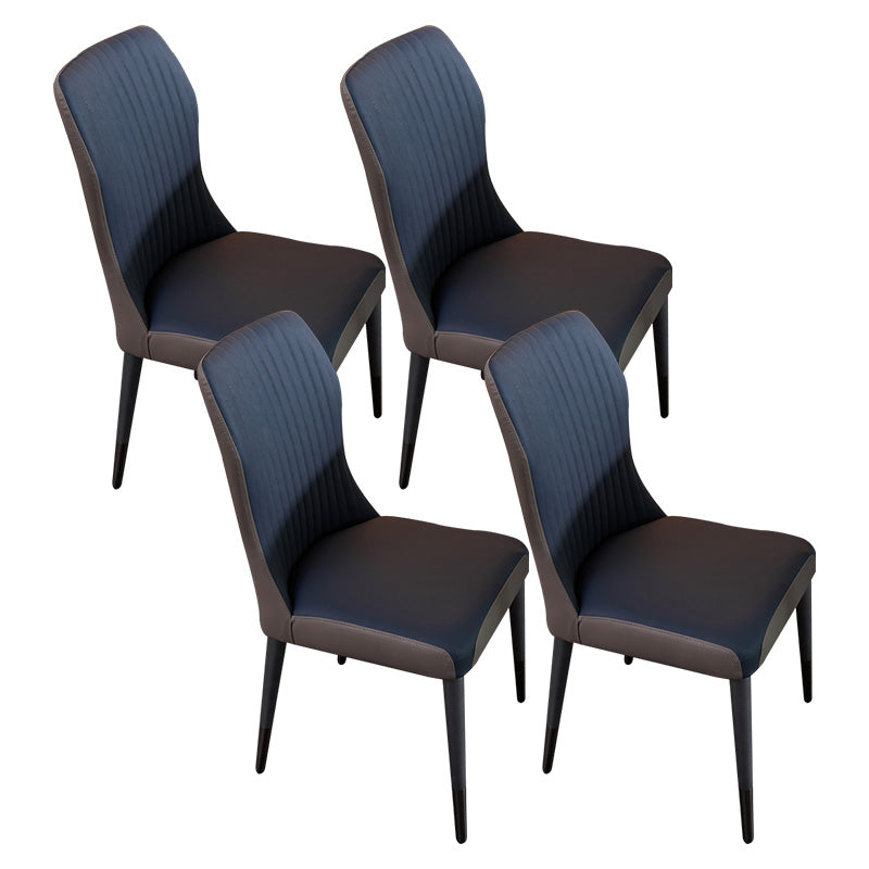 Contemporary Style Armless Chair Leather Parsons Chair with Wooden Base for Dining Room