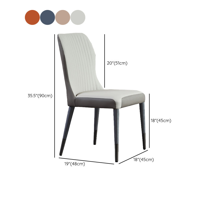 Contemporary Style Armless Chair Leather Parsons Chair with Wooden Base for Dining Room