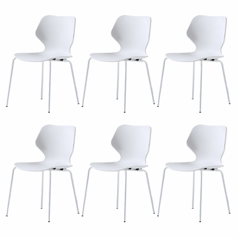 Modern Wing Back Side Chair Plastic Armless Dining Chair with Metal Base