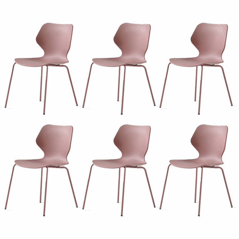 Modern Wing Back Side Chair Plastic Armless Dining Chair with Metal Base